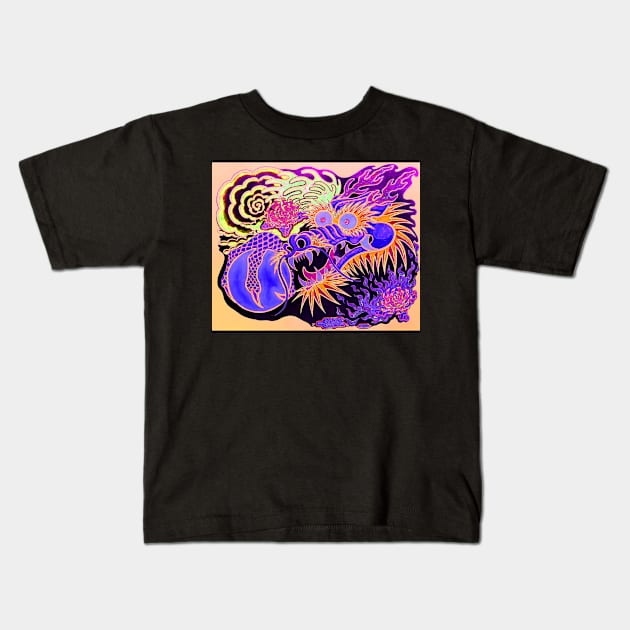 Neon Dragon With 4 Elements Variant 7 Kids T-Shirt by Boogie 72